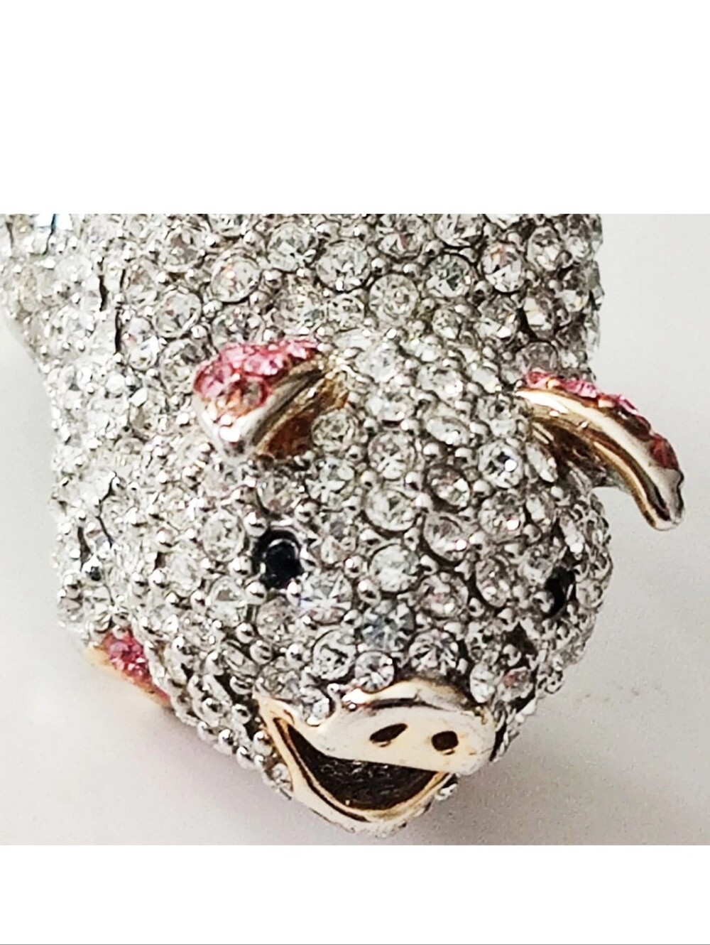 Fashion Ring For Women Pavee Set Pink And Clear Crystal Little Piggy....7/7.5